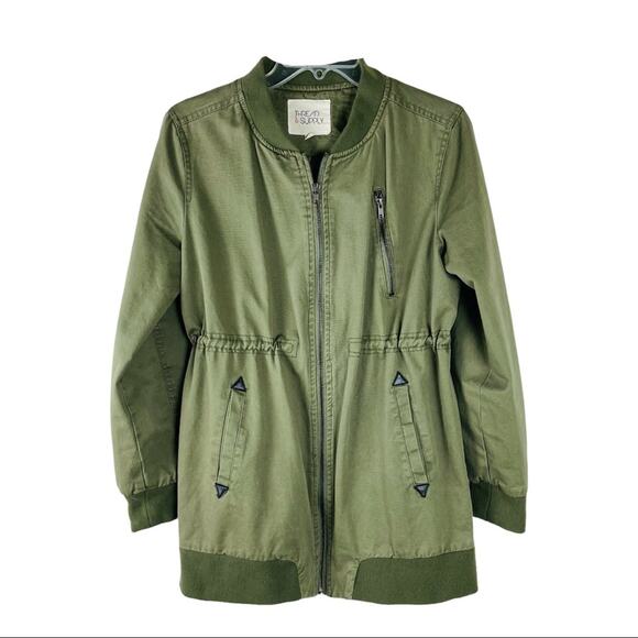 Thread & Supply Jackets & Blazers - Thread & Supply green lightweight cinch waist cargo utility zip jacket small